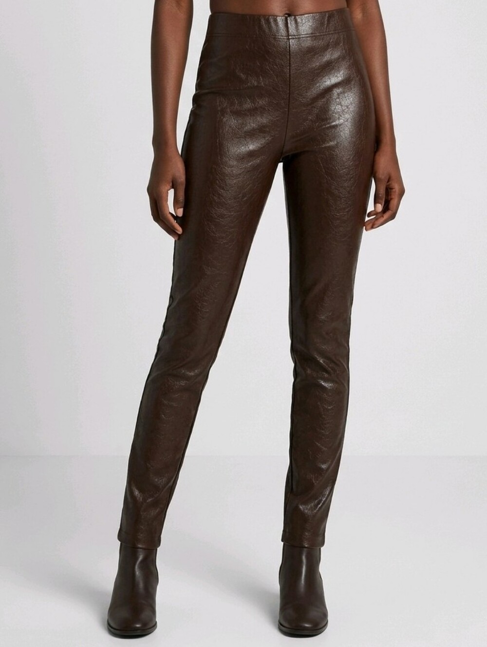 Commando Faux Leather Skinny Pants Womens XS Chocolate Brown High Waist Stretch